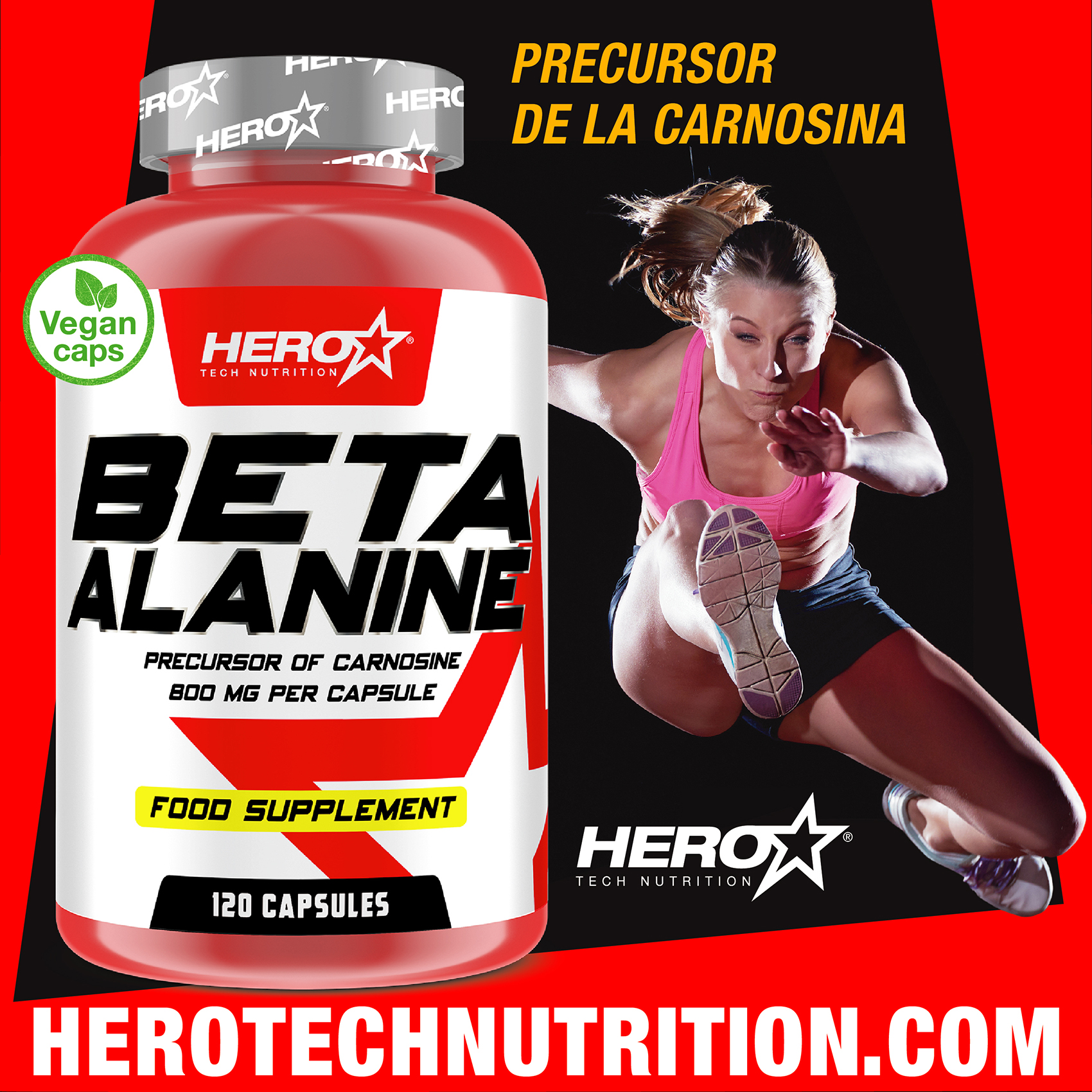 BETA-ALANINE BETA ALANINA HERO TECH NUTRITION CARNOSINA CAPSULAS HERO TECH NUTRITION herotechnutrition